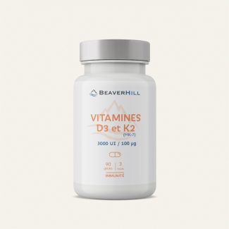 Vitamine D3 3000 UI+ K2 MK7 - 90 gélules végétales